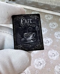 Puppenhaus Miniatur BLACKBOARD Cafe Schild 1:12 schwarz KAFFEE Paris Frankreich Shop  - Bild 1 von 4
