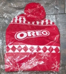 Red & White Ritz Crackers Oreo Cookies Schneeflocke Winter Beanie Bommelmütze warm kalt - Bild 1 von 2