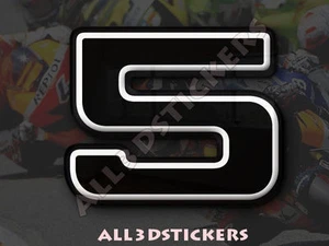 3D Stickers Resin Domed NUMBER 5 FIVE - Color Black - 100 mm(4 inches) Adhesive - Imagen 1 de 1