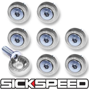 8PC POLISHED 5MM WINDSCREEN FENDER WASHER BOLT KIT MOTORCYCLE M7 - Picture 1 of 1