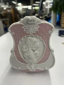 1996 Precious Moments Pink & White Porcelain Vase Love Is Precious Enesco - Picture 1 of 9