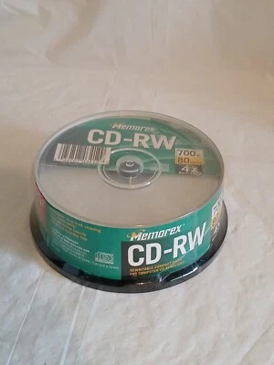 全新 Memorex CD-RW 25 包 可录制 可重写 80 分钟 700MB 4x 多速  — 第 1/3 张图片