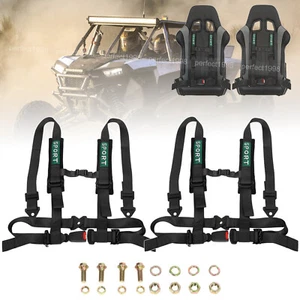 Pair of 4 Point Harness Racing Seat Belt Black- 2" Padding For CanAm X3 YXZ UTV - Picture 1 of 14