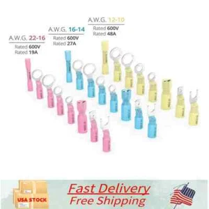 Assortment Heat Shrink Ring Spade Fork Crimp Terminals Wire Connectors 120PCS - Picture 1 of 12