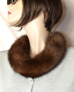 Fur Scarf Zobel fur Collar Chain Neck Jewelry Coat Trim Chocolate Dark Brown - Picture 1 of 4