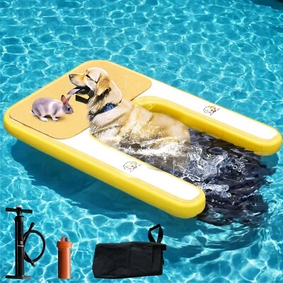 Inflatable Dog Boat Ramp 59"x39", Non-Slip Floating Ladder for Pool Lake Dock - Image 1 of 4