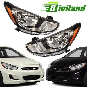 Headlight Set For 2012 2013 2014 Hyundai Accent Driver and Passenger Side - Picture 1 of 24
