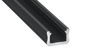 2m K0 LED Profil Extrusionskanal, schwarz eloxiert, Diffusor, Lichtband - Bild 1 von 4