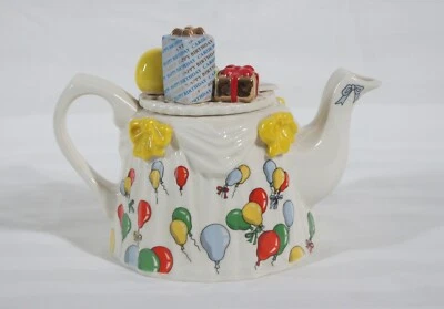EXTREMELY RARE! PAUL CARDEW FOR H. SAMUEL "HAPPY BIRTHDAY" 5" TALL TEAPOT NEW - Image 1 of 4