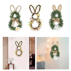 Easter Wreath Front Door Wreath with Bowknot Ornament Creative Centerpiece Porch - Picture 1 of 22