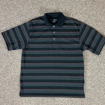 Рубашка поло Grand Slam мужская большая черная цветные полоски гольф короткий рукав - Изображение 1 из 4