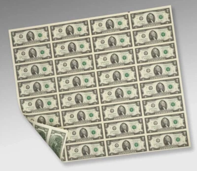 Series 2013 $2 Note Uncut Currency Sheet of 32 Fort Worth TX  District CHEAPEST - Image 1 of 2