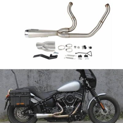 For Harley Street Bob FXBBS 114 2018-2024 Club Style Exhaust System Kit 2-into-1 — 第 1/4 张图片