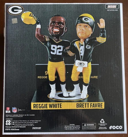 2017 GREEN BAY PACKERS REGGIE WHITE / BRETT FAVRE BOBBLEHEAD DUAL ~ LE #'d Cover