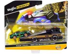 Maisto Ramp Truck #80 Gray & 1980 Datsun 280ZX #80 Green 1/64 Models 15055-22D - Picture 1 of 1