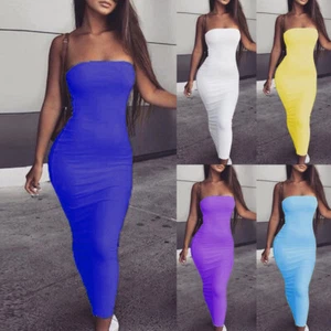 Mujeres Sexy ceñido al cuerpo Vestido a lápiz Verano Moda Sin tirantes Vestidos largos envolventes - Imagen 1 de 22