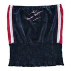 Apple Bottoms Y2K Tube Top Womens Size Medium Black Velour Ruched Sporty Preppy