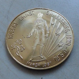 1967 Emmetsburg, Iowa USA "Robert Emmet" Irish Dollar UNC Coin/ Token - Picture 1 of 7