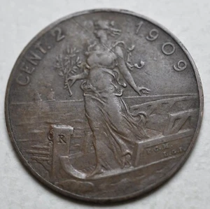 2 Cents R King Vittorio Emanuele III 1909 Kingdom IN Italy - Picture 1 of 2