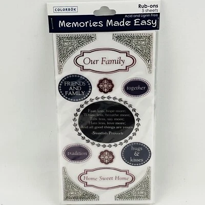 Colorbok Rub Ons Everwood Recuerdos Hechos Fácil Amigos Familia Hogar Amor Tradición Foto 1 de 4