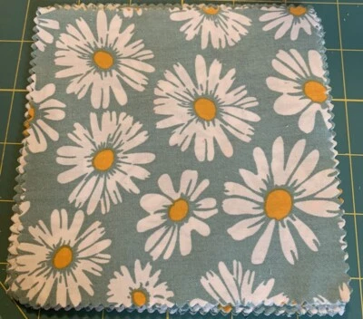 20- 5” X 5” Green Moda Fabric Squares With White Flowers. - Image 1 of 2
