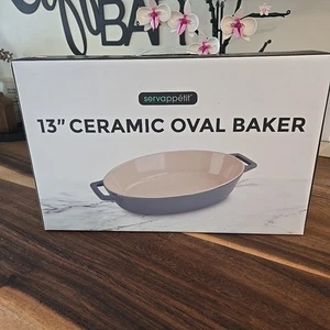 Servappetit Cerámica Ovalada Panadero Asador Cazuela 13 pulgadas - Imagen 1 de 7