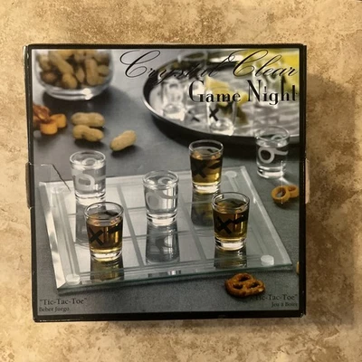 Cristal Transparente Juego Noche Tic Tac Puntera Juego 9 Shot Glass Foto 1 de 3