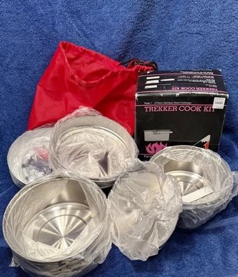 NOS Coleman Peak 1 Trekker Nesting Cook Kit Set Stainless Steel - Camping Hiking - Image 1 of 4