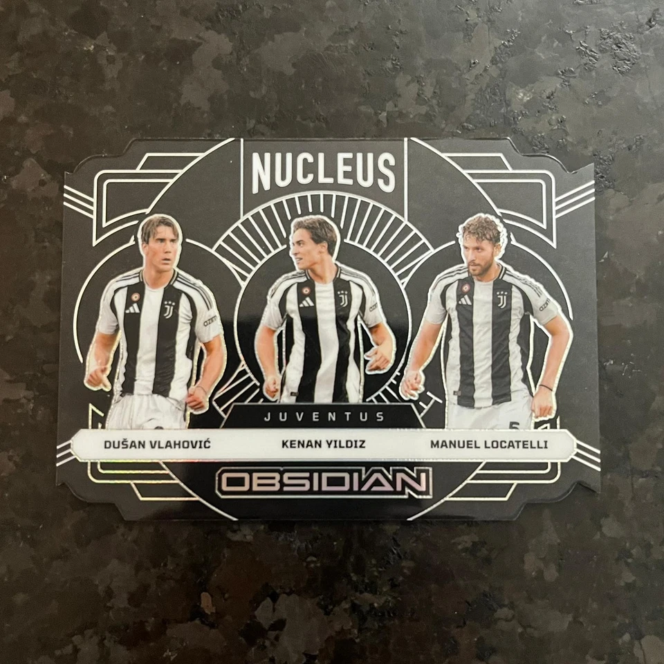2024-25 Panini Obsidian Nucleus Vlahovic Kenan Yildiz Locatelli /120 Juventus - Image 1 of 2