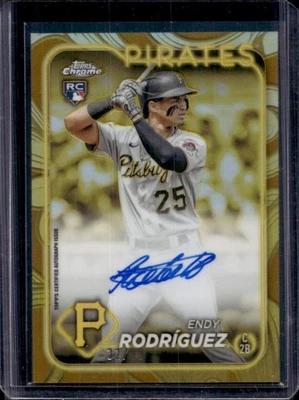 2024 Topps Gilded Collection Endy Rodriguez Chrome Gold Auto RC #32/99 Pirates - Image 1 of 2