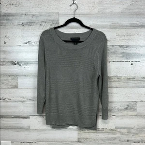 Suéter de lino Tahari para mujer gris M manga 3/4 pulóver tejido costero Lagenlook - Imagen 1 de 6
