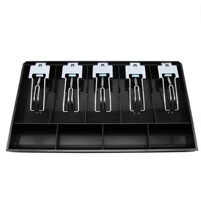 GELIBLE Cash Register Drawer Insert Tray 5 Bill/4 Coin Compartments with Metal Clip f...