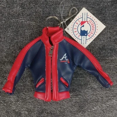 Vtg 90s Atlanta Braves Keychain MLB Baseball Mini Zip Jacket Keyring 1992 Unused - Image 1 of 4