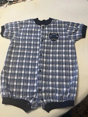 Vintage Miniwear blue & white plaid boys Romper Outfit 24 Months  Lil Golf - Image 1 of 4