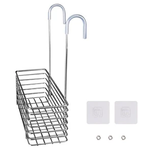 1Set Silver Shower Shelf Stainless Steel Shower Caddy Hanging No Drilling Sho... - Picture 1 of 9