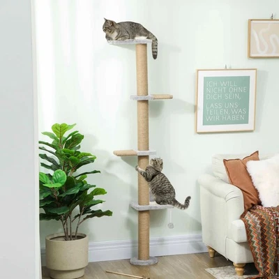 Wall Mounted Cat Shelves with 4 Climbing Platforms for Indoor, Light Grey Xmas - Image 1 of 4