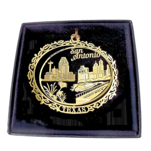 San Antonio Texas Adorno de Latón Ciudad Skyline Río Paseo Personalizar Año Dije - Imagen 1 de 7