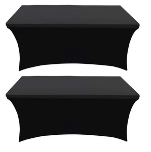 8 Ft Nero Confezione 2 Copritavolo Pieghevole Elasticizzato Stretto Fit Spandex Rettangolare per... - Foto 1 di 4