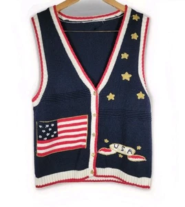 Capacity Vintage Womens Knit Vest USA Classic Size M/L Fourth Of July Patriotic* - Picture 1 of 8