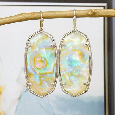 Новые без ценников серьги Kendra Scott Elle с граненым радужным абалоном серебристого цвета - Изображение 1 из 4