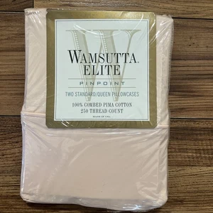 Fundas de almohada de colección WAMSUTTA Pinpoint 2 estándar/queen 100 % algodón Pima NUEVO EE. UU. - Imagen 1 de 7