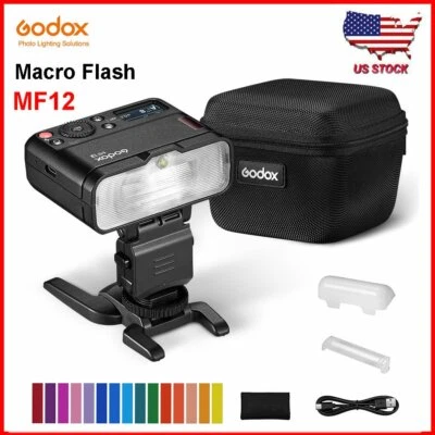 Flash macro Speedlite + difusor de filtro de color Godox MF12 12W TTL para Canon Sony EE. UU. Foto 1 de 4