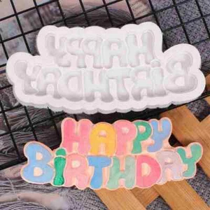 FELIZ CUMPLEAÑOS Silicona Fondant Pastel Topper Molde Chocolate Caramelos Hornear 7 - Imagen 1 de 8