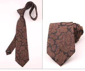 New Classic Paisley Brown JACQUARD WOVEN 100% Silk Men's Necktie Tie - Picture 1 of 1