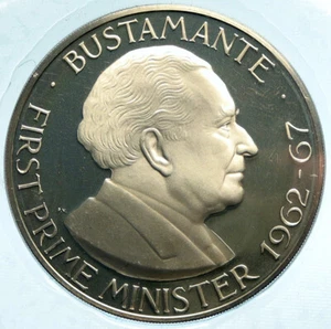 1974 JAMAICA First Prime Minister BUSTAMANTE Vintage Proof Dollar Coin i104913 - Picture 1 of 3