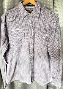 Ring Of Fire Men's Pearl Snap Button Up Purple plaid Western Style Shirt Sz XL - Picture 1 of 10