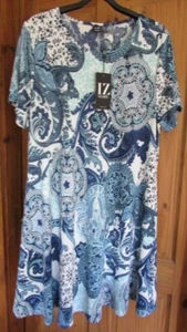 ladies blue/white printed midi dress from Izabel London size 8/18,bnwt - Picture 1 of 3