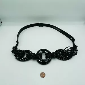 Cinturón Chico's de Colección Cuero S/M Círculos En Lazos Cinturón Negro Años 80 Boho Festivo - Imagen 1 de 8
