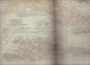 Cuba Haiti Jamaica Trinidad Century Atlas 1897 Antique Map #68 11 3/4 x 16 - Picture 1 of 1
