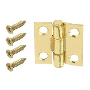 10-PK Everbilt 1 in. Satin Brass Narrow Non-Removable Pin Cabinet Hinges 14469 - Picture 1 of 4